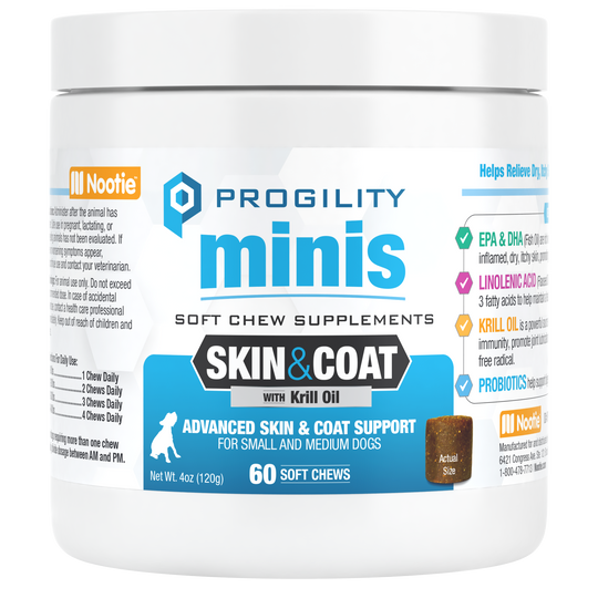 Nootie Progility Minis Skin & Coat Soft Chew Supplement For Small & Medium Size Dogs (60 Soft Chews)