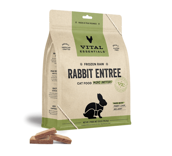 Vital Essentials Frozen Raw Rabbit Mini Patties Cat Food (28 Oz)