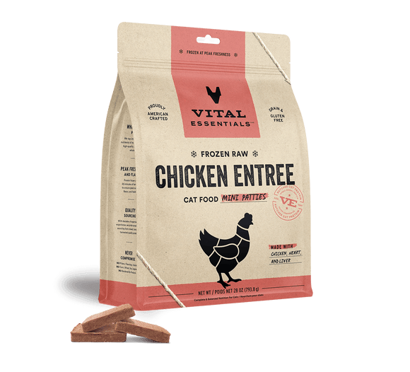 Vital Essentials Frozen Raw Chicken Mini Patties Cat Food (28 Oz)