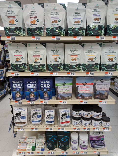 CBD pet products end cap