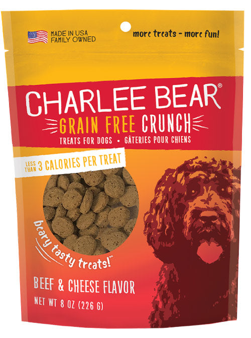 Charlee Bear Grain Free Crunch Beef & Cheese Dog Treats (8 oz)