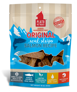 Plato All Natural Salmon Strips Dog Treats