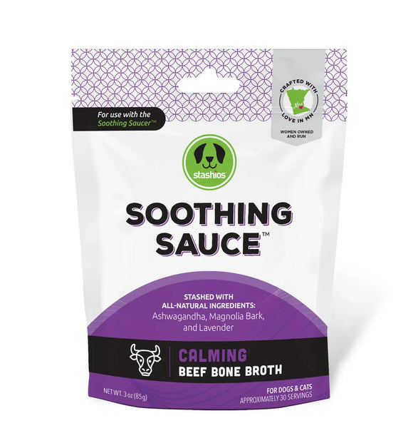 Stashios Soothing Sauce Calming Beef Bone Broth for Dogs Cats (30 Servings Bulk Bag)