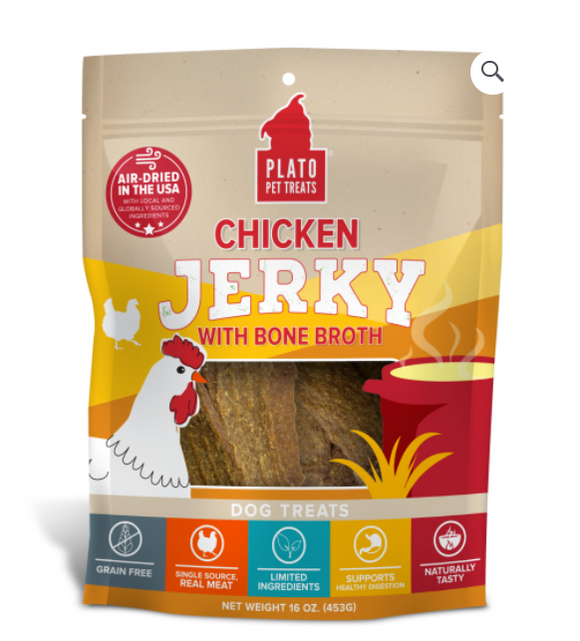 Plato Chicken Jerky with Bone Broth (16 oz)
