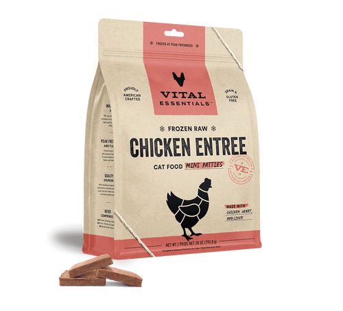 Vital Essentials Frozen Raw Chicken Mini Patties Cat Food (28 Oz)