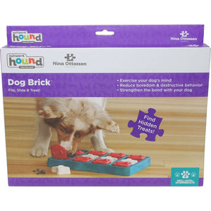 Dog Getting Treats from His Brick Puzzle Toy 